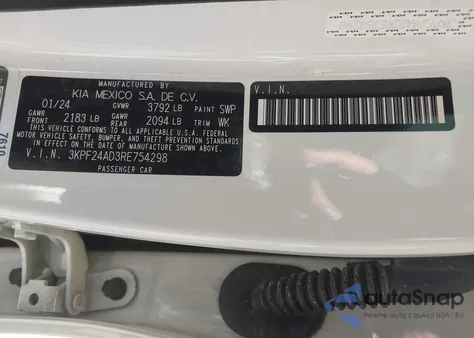 2024 Kia Forte Lxs from USA, damaged, VIN 3KPF24AD3RE754298